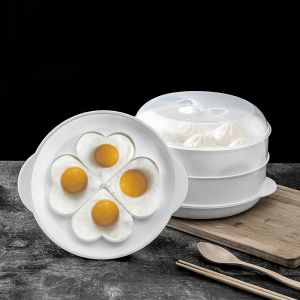 JJT Japanese Style Microwave Steamer with Lid Multi-Layer Steam Basket for Healthy Cooking and Egg Steaming
