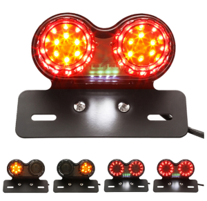 Universal Twin Dual Motorbike Taillight Rear Lamp LED Motorcycle Tail Turn Signal Light Brake Licence Plate Holder Light