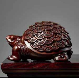 Wooden Ornament (Ebony) Lucky Money Turtle L20cm X W12cm X H11cm (Selected)