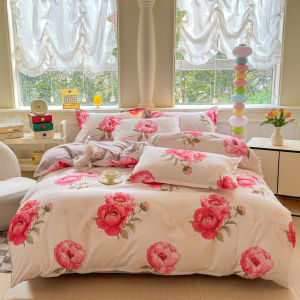 Dansunreve 4in1 Capybara Bed Sheet Set Cartoon/Flower Quilt Cover Set Fittedsheet Pillowcase Premium Quality Bedding Set Single/Queen/King