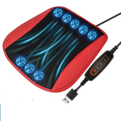SPDD 3 tốc độ Gối ngồi có quạt USB Thổi nhanh với 8/5 quạt USB Đệm ghế ô tô bằng vải lụa băng Đã làm lạnh Hỗ trợ công thái học Đệm làm mát ghế ô tô Ghế ngồi ô tô