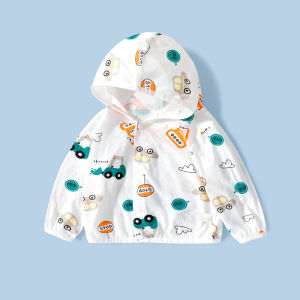 100% ผ้าฝอน เสื้อแขนยาวกันแดดสำหรับทารก เสื้อคลุมฤดูร้อนสำหรับเด็ก ผ้าตาข่ายบางเบาระบายอากาศดี เย็นสบายและนุ่มสบาย