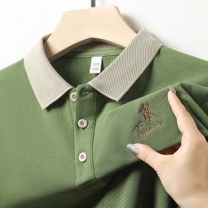 IELGY Business Casual Non-iron Embroidered Mens Polo Shirt Short-sleeve Top