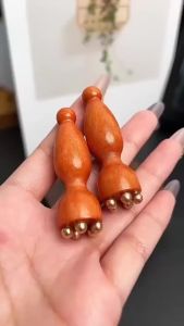 Que massage mắt Lotus Professional Brass Rosewood Facial Gua Sha Tool Lotus Seedpod Beauty Eye Relaxation Spot Meridians Acupoint Massage Handheld