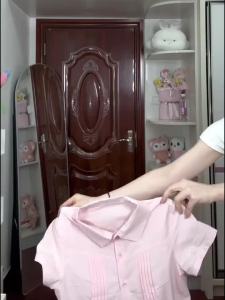 Korean style pink pleated short-sleeve shirt for women in summer 2025 New Sweet Age-Reducing Short Shirt for Petite Figures