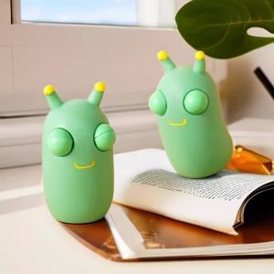 Squeeze Eye Popping Flippy Squeeze Toys Green Worm Stress Reliever Antistress Fidgets Christmas Children Kids Gifts Color: 3pcs