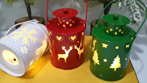 Christmas Tabletop Lanterns Vintage Outdoor Decor with LED Lights Perfect Addition to Your Holiday Decor