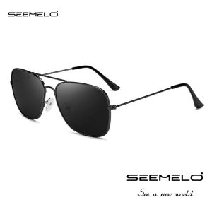 SEEMELO Polarized Sunglasses Men’s Sunglasses Retro Double Beam Design Square Frame Sunglasses Classical Driving Sunglasses UV400 Clear Vision Sunglasses Cycling Riding Running Glasses for Men
