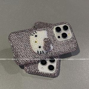 Christmas Gift Halloween Miniso Set with Diamonds 15Promax 16Promax Phone Case Kawaii Hello Kitty Anime Flash Diamond Fall Prevention Mobile Phone Case