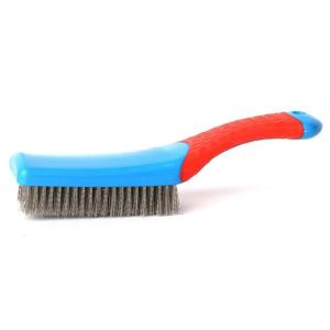 Heavy Duty Ergonomic Steel Wire Brush With Comfortable Silicone Grip For Kitchen Deep Cleaning Of Hard To Reach Surfaces