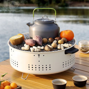 Bếp nướng than hoa tròn không khói lò nướng thịt cao cấp chất liệu thép chịu nhiệt - Bếp nướng than hoa INOX bếp nướng thịt BBQ không khói