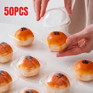 50pcs Round Egg Yolk Pastry Mooncake Dessert Transparent Packaging Cake Box Pastry Packaging Box Baking Cake Container