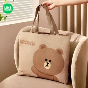 LINE FRIENDS Brown Canvas Bag Polyester Shoulder Handheld Tote with Reinforced Straps LFB48 LFB1