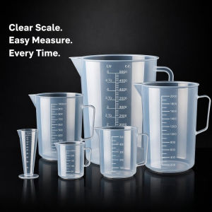 Measuring Cup Graduated Beaker Plastic Liquid Jug Food Grade Clear Baking Kitchen Milk Tea