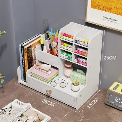 ชั้นใส่ปากกา ชั้นเก็บเครื่องเขียน ชั้นวางหนังสือ กล่องใส่ปากกา อุปกรณ์จัดระเบียบโต๊ะ ตู้เก็บของโต๊ะอ่านหนังสือ