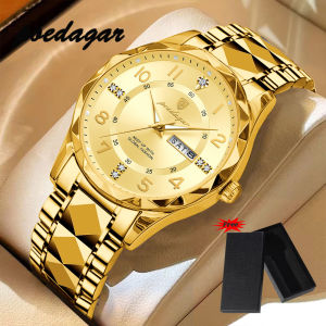 【With Watch Box】POEDAGAR Luxury Man Wristwatch Waterproof Luminous Date Week Men Watch Sport Stainless Steel Quartz Mens Watches Male Watch 858G