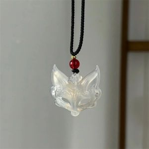 Translucent Wolf Mask Pendants Necklaces for Women Personality Adjustable Long Rope DIY Women Long Necklace Boho Neck Accessory