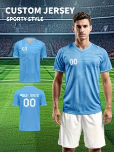Jeans Fritz Custom 3D Print Sky Blue V Neck Soccer Jersey Sporty Style Football Shirt for Men Women Training Match with Fast Delivery Cod Free Shipping High Quality Breathable Moisture Wicking Soft Touch