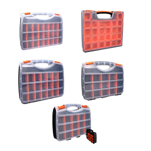 Transparent Plastic Tool Organizer Boxes Adjustable Compartments Secure Latches Ergonomic Handle for Hardware Accessories