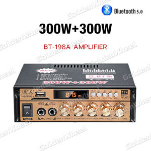Power Amplifier Wireless Bluetooth Karaoke Fleco Bt-198A 300w+300w Power Amplifier Wireless Audio Stereo 2 Channel Bluetooth Amplifier Mini Bluetooth Bt-198a