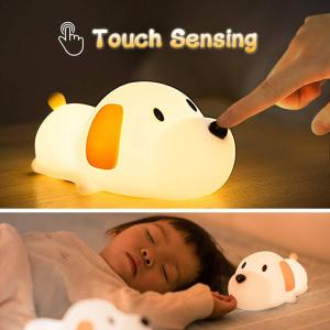 LED Kids Night Light Cute Puppy Soft Silicone Baby Nursery Lamp-USB Rechargeable Color Temperature and Brightness Adjustable White and Warm can be Switched Timing Function Fabulous Ideal Gift for