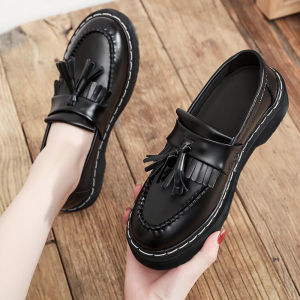 TOMITANY New Black Loafers Student Black Leather Shoes Light Weight Leather Shoes Men Loafers Women Loafers Couple Leather Shoes