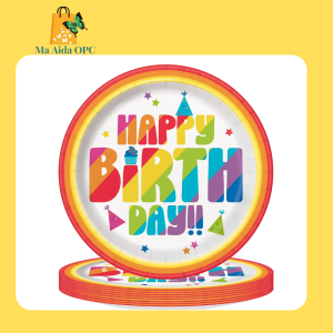 Happy Birthday Disposable Paper Plates 9" Multicolor 10 Pieces by Way To Celebrate