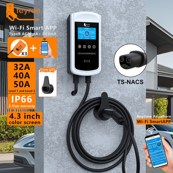 Feyree Ev Charging Station 32a 7kw Electric Vehicle Car Charger Evse