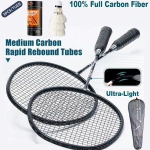 Ultra-Light Carbon Fiber Badminton Racket 2Pcs With Bag 4u G5 Grip for Pro Training Tournament (Adults/Teens) Genuine Carbon Tech