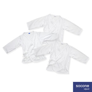 Socone Infant Baby Clothes for Newborn Cotton Quality White Long Sleeves Tie Side Set of 3 4622