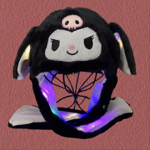 หมวกฤดูหนาวเด็กหมวกเรืองแสงหยิกหูจะขยับเด็กหมวกการ์ตูนสว่างของขวัญหมวกเด็ก