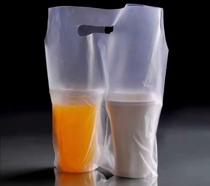 100Pcs Plastic Takeout Bags for Milk Tea / Drinks Carrier Milk tea