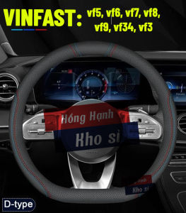 Steering Wheel Cover for VINFAST VF3/VF5/VF6/VF7/VF8/VF9/VF34 - Black with Red Stitching