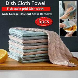 5pcs/1pack Multipurpose Cleaning Cloth Dish Towel Rag for Kitchen Accessories Countertop House Window Mirror Glasses