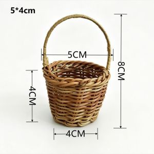 NEXTYOO Handwoven Imitation Rattan Handhold 5 Styles with Handle Vegetable Fruit Flowers Holder Household Weaving Flower Basket Home Decoration /Restaurant Serving Tabletop Display