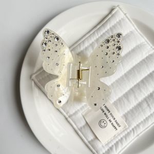 Cổ tích mới Bướm kẹp tóc Acrylic đầy màu sắc Thạch anh cua Kẹp tóc mùa xuân Kẹp tóc cho phụ nữ Cô gái phụ kiện tóc2026