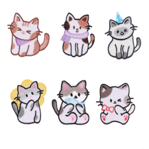 6 Pcs Cartoon Cats Iron on Patches Animal Repair Patches Sewing on Applique Patches for Clothing Jeans Hat Backpacks