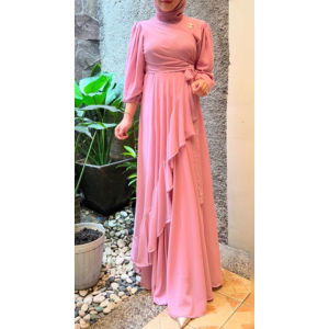 Hilya Dress Bahan Ceruty Baby Doll Premium Lapis Furing - Dress Elegan Simple