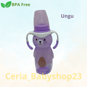 BOTOL SUSU BAYI MINITREE BABY FEEDING BOTTLE 270ML UNTUK USIA 6 BULAN KEATAS BENTUK BERUANG UNIK LUCU BAHAN BERKUALITAS BPA FREE BISA DIREBUS