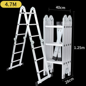 [3 years warranty] Aluminum alloy folding ladder 12 feet 16 feet multi-purpose 3x4 4x4 folding ladder portable aluminum double ladder suitable for various scenes