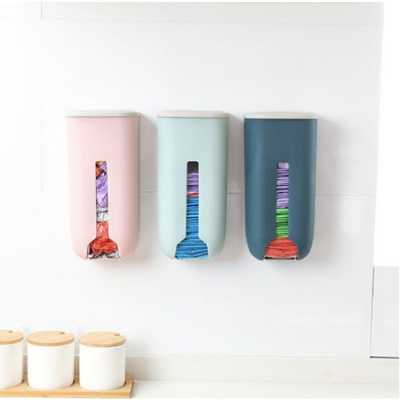 Wall Mounted Plastic Bag Holder [ Grocery Trash Bag Dispenser Organizer