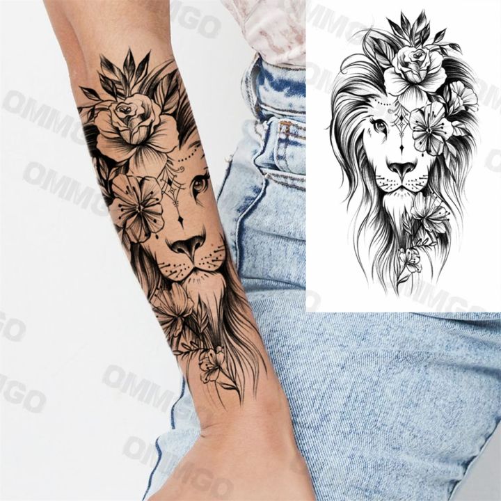 Lion & Compass, Time Temporary Tattoo Fake Press Sticker Women Mens | eBay