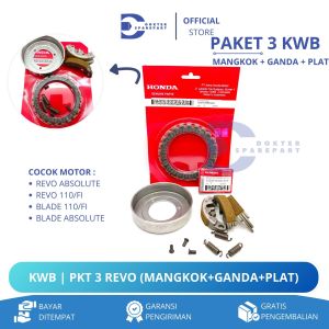 KWB (PAKET 3 KOPLING) MANGKOK GANDA + GANDA ONLY + PLAT KOPLING REVO / BLADE / KAMPAS / KOPLING