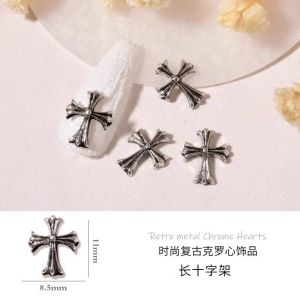 HBESTY Vintage Crossheart Cross Nail Art Jewelry Internet celebrity explosion metal sweet cool babes punk style nail decoration