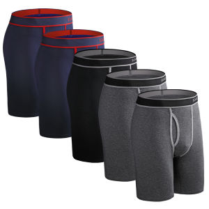 5pcs Mens Panties Long Leg Boxer Shorts Letter Elastic Waistband Long Men Underpants Cotton Underwear For Man Boxers Brand2026