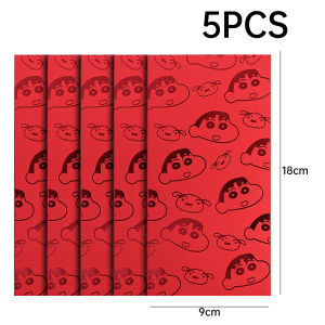 ซองจดหมายสีแดงน่ารักใหม่5ชิ้น/เซ็ตเทศกาลฤดูใบไม้ผลิการ์ตูนดินสอสีชินจังซองสีแดงปั๊มร้อนปีใหม่กระเป๋าใส่เงิน Chikawa