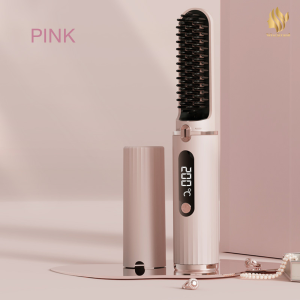 Cordless Hair Straightening Comb | USB Rechargeable Portable | Straighten & Curl 2-in-1 | Negative Ions Protect Hair