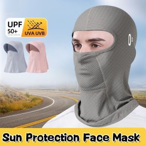 Full Face Mask with Glasses Holes Ice Silk Sunscreen Cap Sun Protection Outdoor Hat UV Protection
