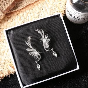Flash Diamond Wings Pendant Ear Bone Clip Zircon Angel Wings Dress Earrings for Women Fashion Stud Earring Accessories Jewelry