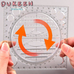 DUKEEN Multifunction Rotatable Drawing Template Art Design Construction Architect Stereo Geometry Circle Drafting Measuring Scale Ruler